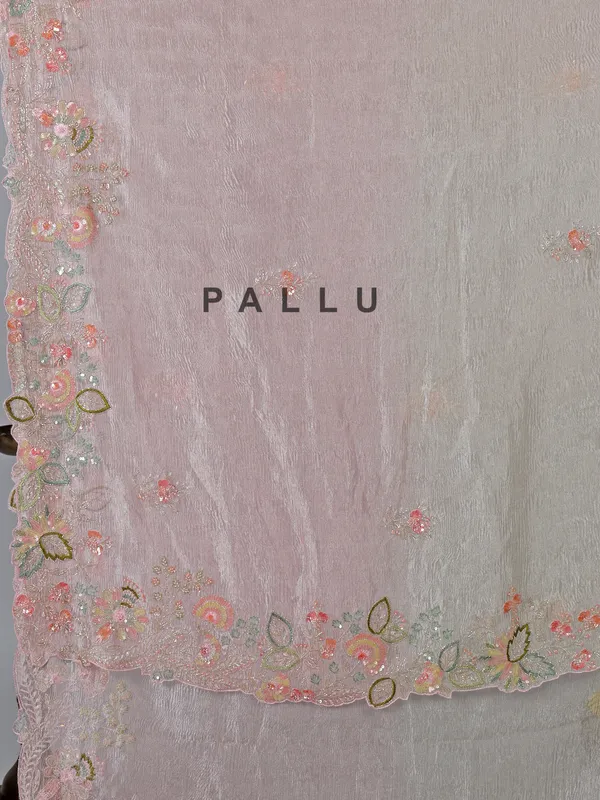 Pink shaded tissue silk saree with thread detailing