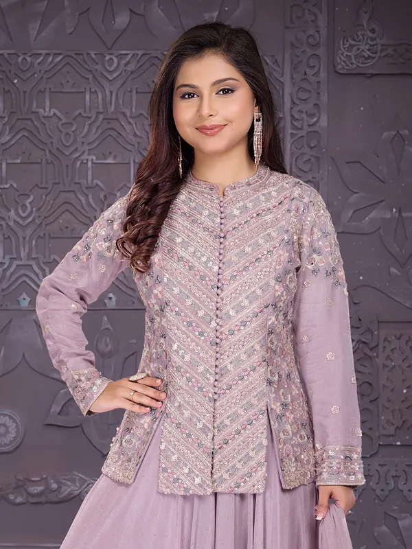 Pink shimmer silk palazzo suit for wedding wear