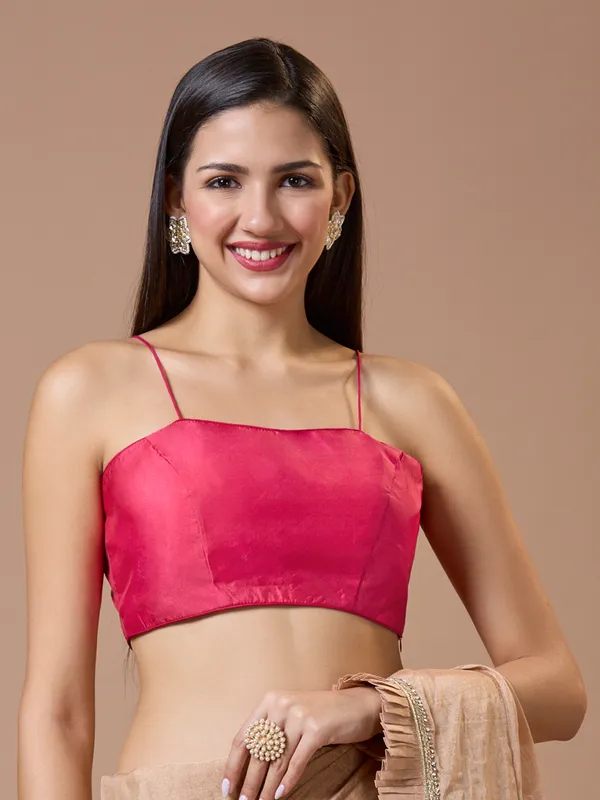 Pink silk comfort fit ready made blouse