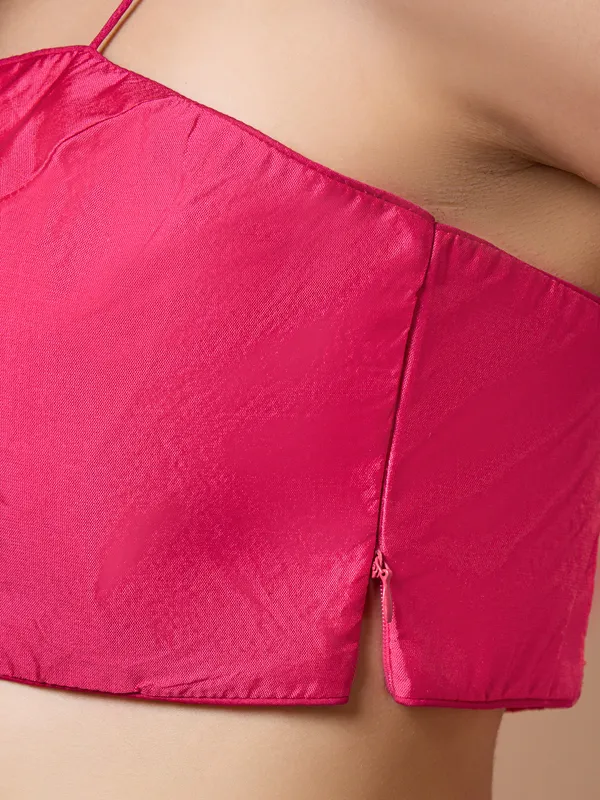 Pink silk comfort fit ready made blouse