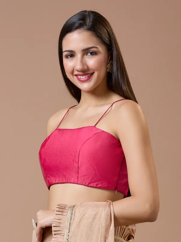 Pink silk comfort fit ready made blouse