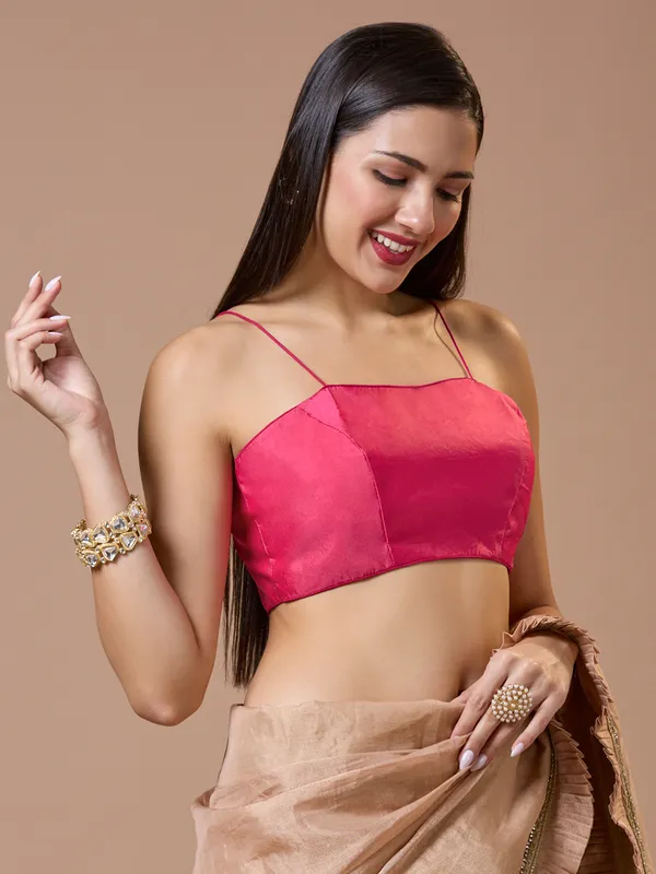 Pink silk comfort fit ready made blouse