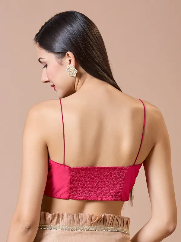 Pink silk comfort fit ready made blouse