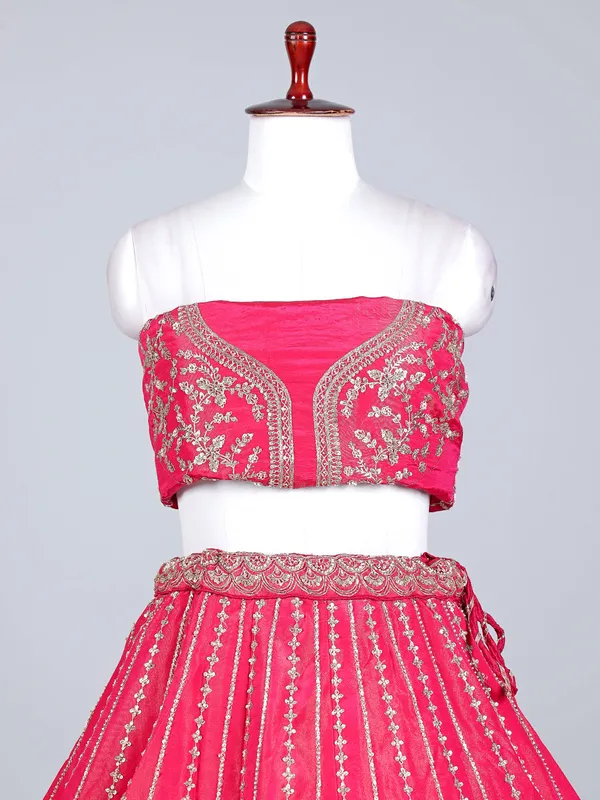 Pink silk cutdana embellished lehenga choli for wedding