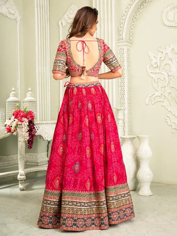 Pink silk embellished wedding lehenga choli
