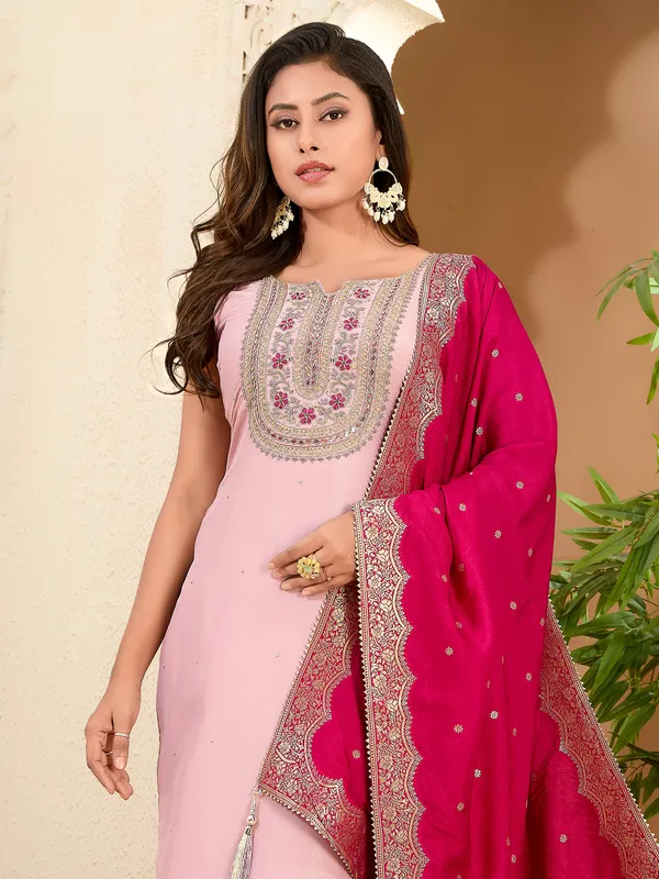 Pink silk festival wear salwar suit