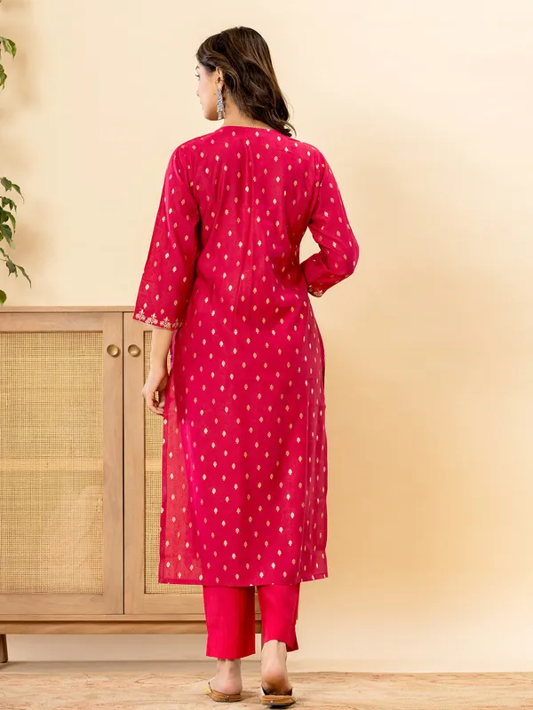 Pink silk kurti set with dupatta