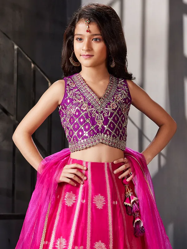 Pink silk lehenga choli for reception
