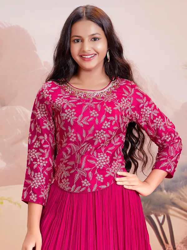 Pink silk lehenga choli for sangeet