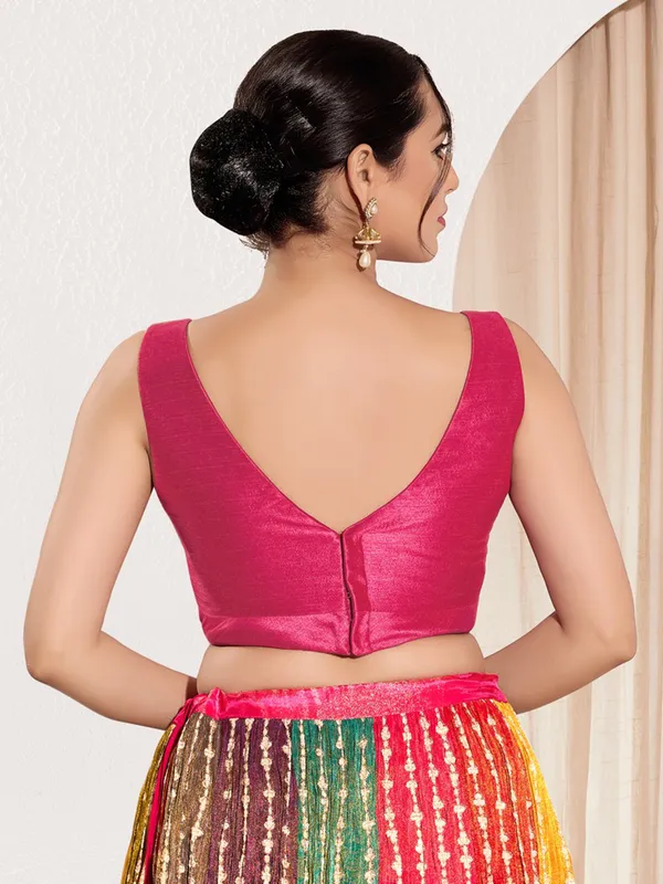 Pink silk  ready made blouse in zari weaving