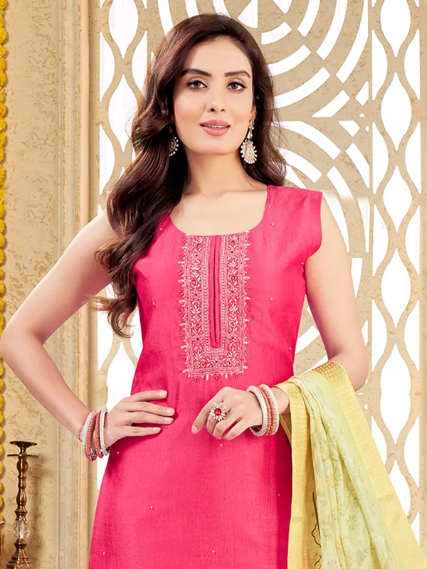 Pink silk salwar suit for festival