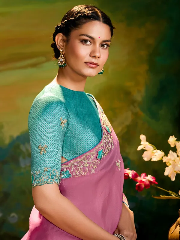 Pink silk saree for festivals