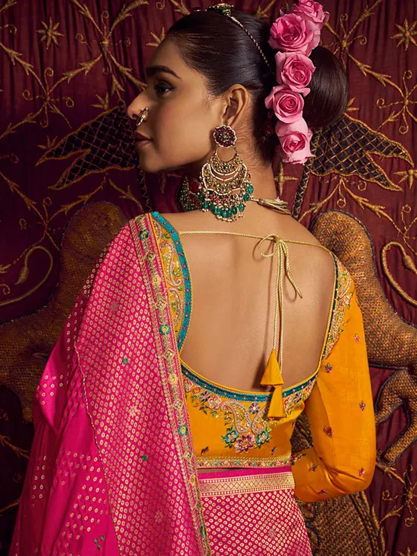 Pink silk saree for wedding wear for women