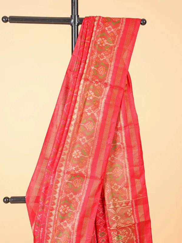 Pink silk saree in bandhej print for wedding