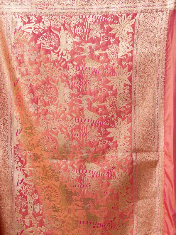 Pink silk saree with zari elegance