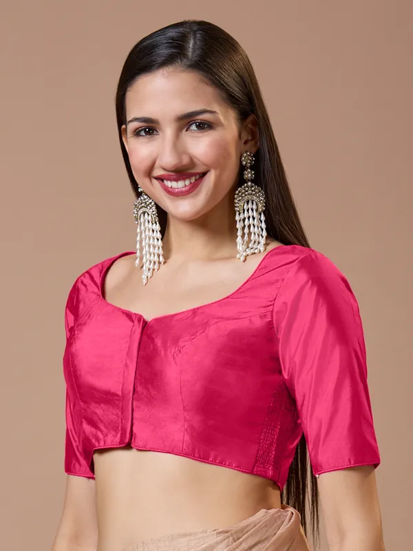 Pink silk sweetheart neck comfort fit ready made blouse