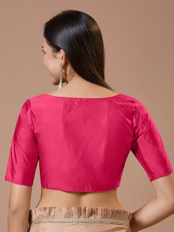 Pink silk sweetheart neck comfort fit ready made blouse