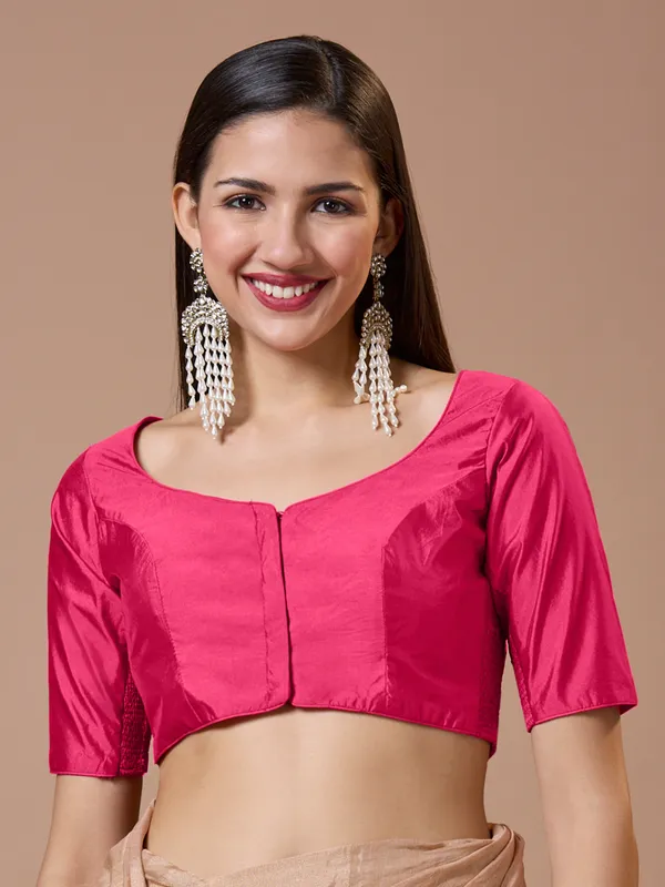 Pink silk sweetheart neck comfort fit ready made blouse