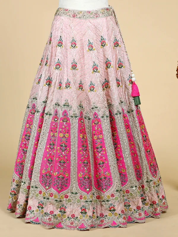 Pink silk wedding lehenga choli with dupatta