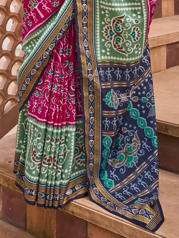 Pink silk wedding saree with unstitched blouse