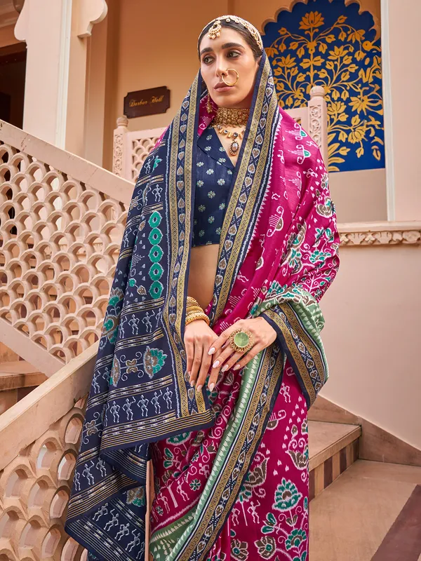 Pink silk wedding saree with unstitched blouse