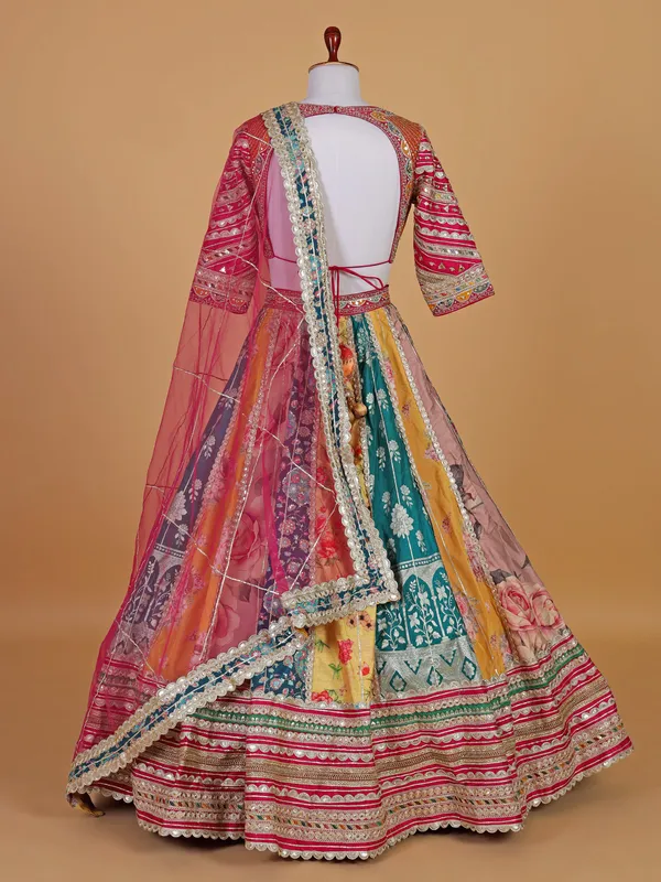 Pink silk wedding style lehenga choli