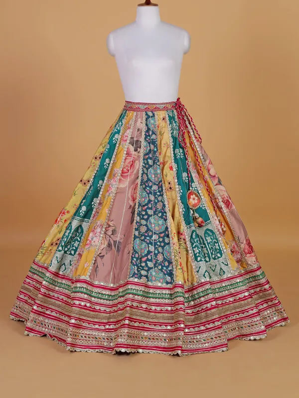 Pink silk wedding style lehenga choli