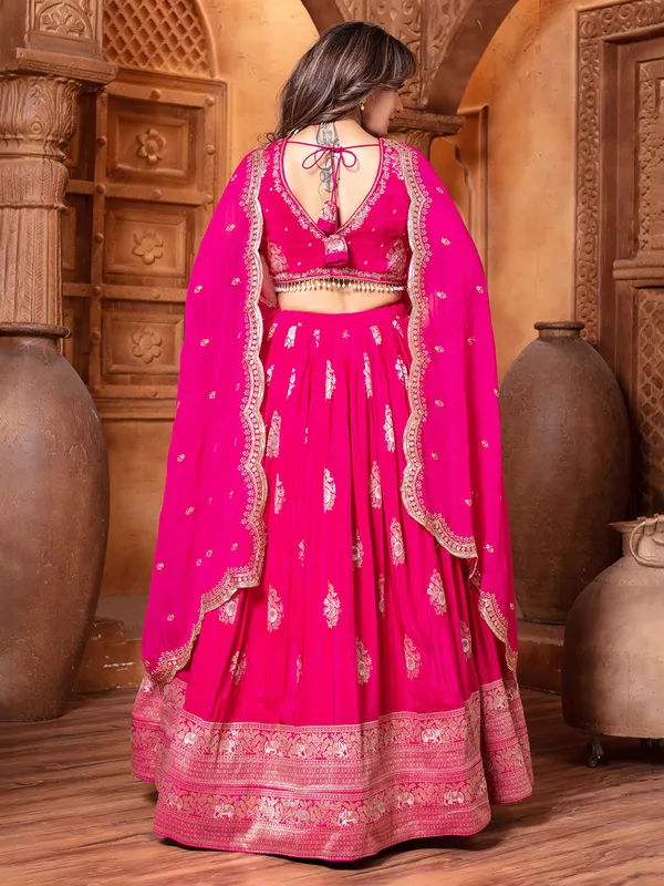 Pink silk wedding wear silk lehenga choli