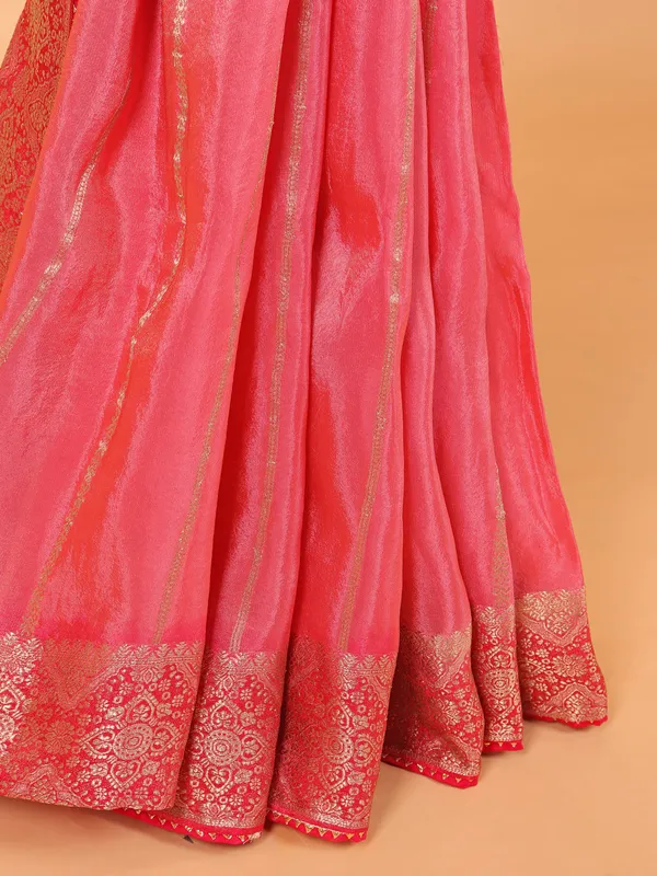 Pink soft organza saree for festival
