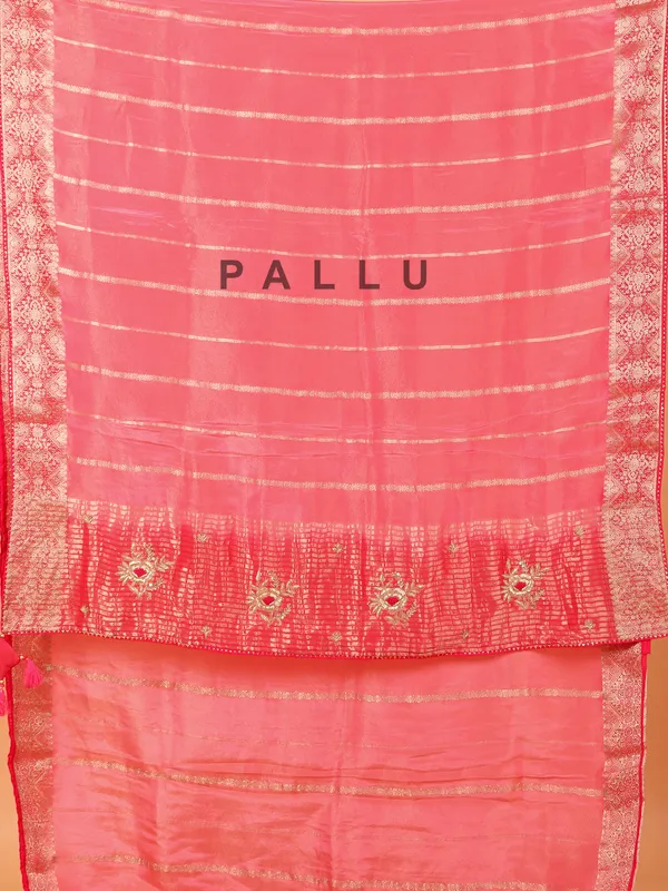 Pink soft organza saree for festival