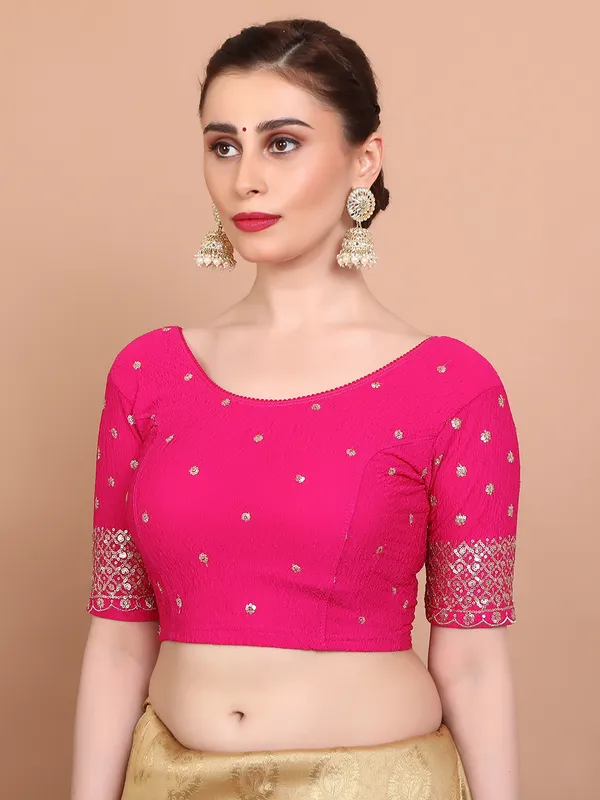 Pink strechable ready made blouse in lycra