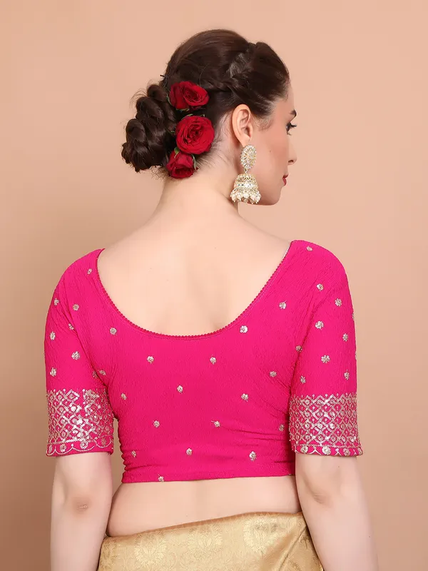 Pink strechable ready made blouse in lycra