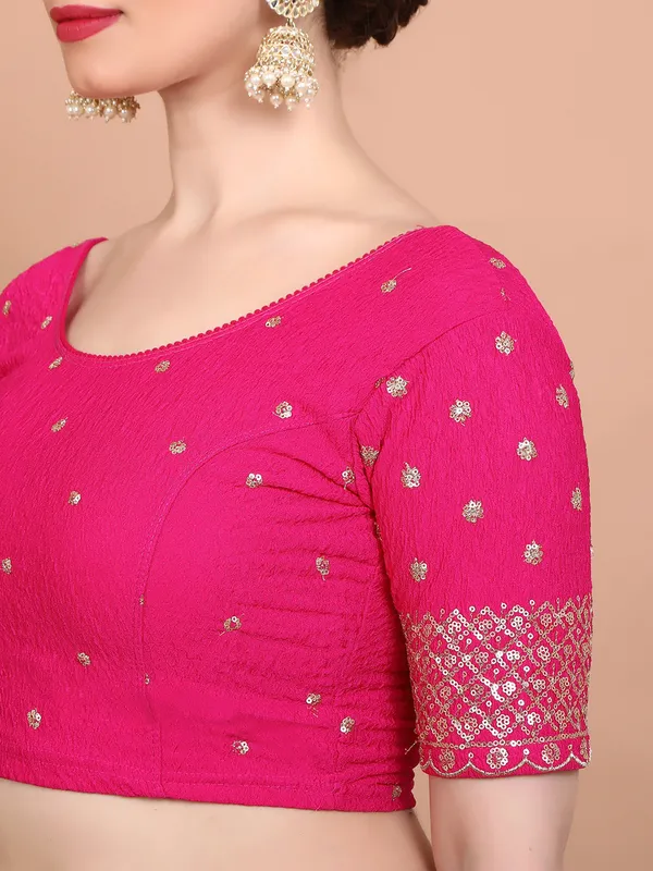 Pink strechable ready made blouse in lycra