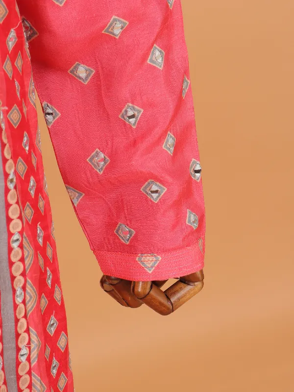 Pink stripe cotton festive kurta set for men