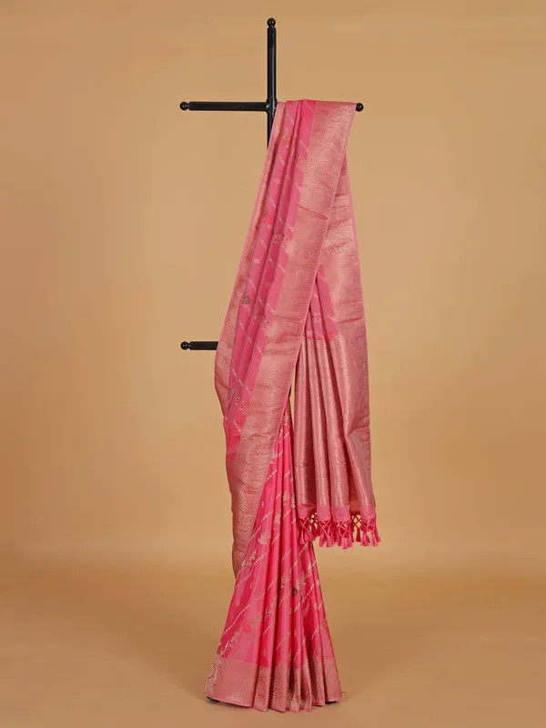 Pink stylish silk festive wear saree