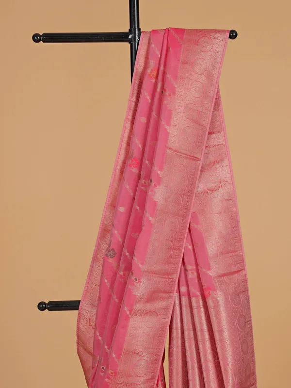 Pink stylish silk festive wear saree
