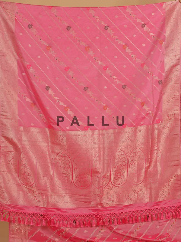 Pink stylish silk festive wear saree