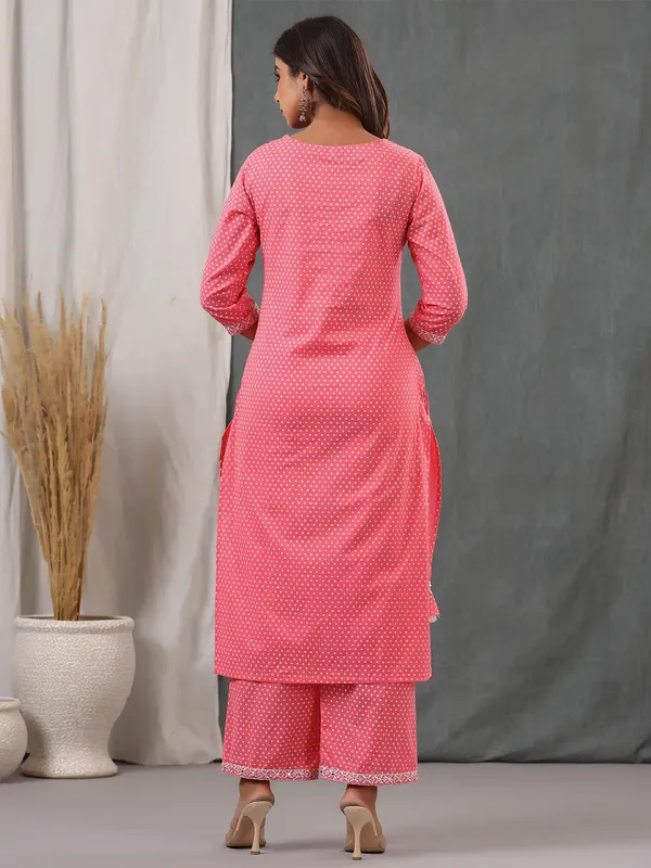 Pink superb casual kurti set in cotton