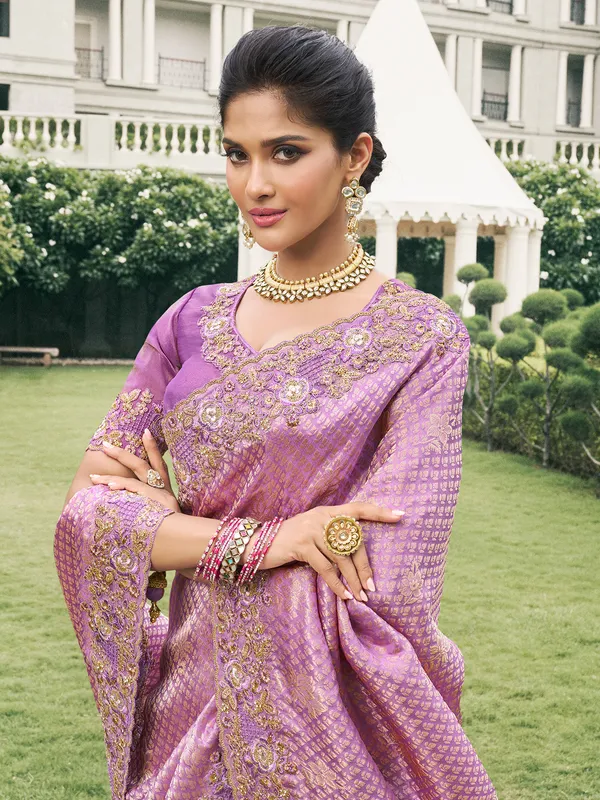 Pink tissue silk saree with elegant grace