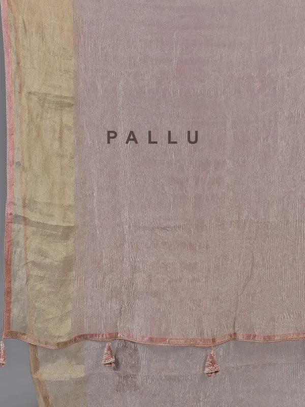 Pink tissue silk saree with intricate embroidery