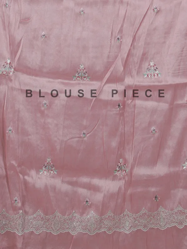 Pink tissue silk saree with resham elegance