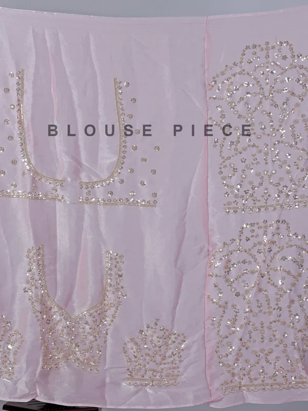 Pink tissue silk saree with resham work