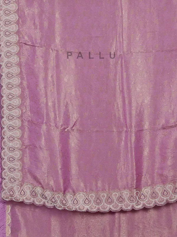 Pink tissue silk saree with unstitched blouse