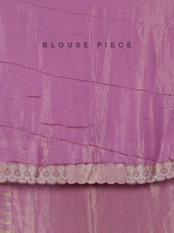 Pink tissue silk saree with unstitched blouse