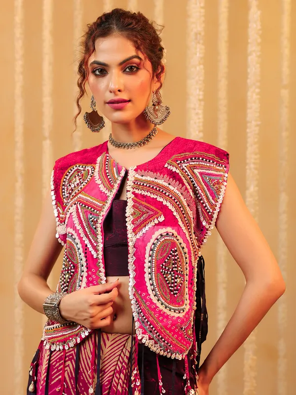 Pink trendy saree with embellished blouse