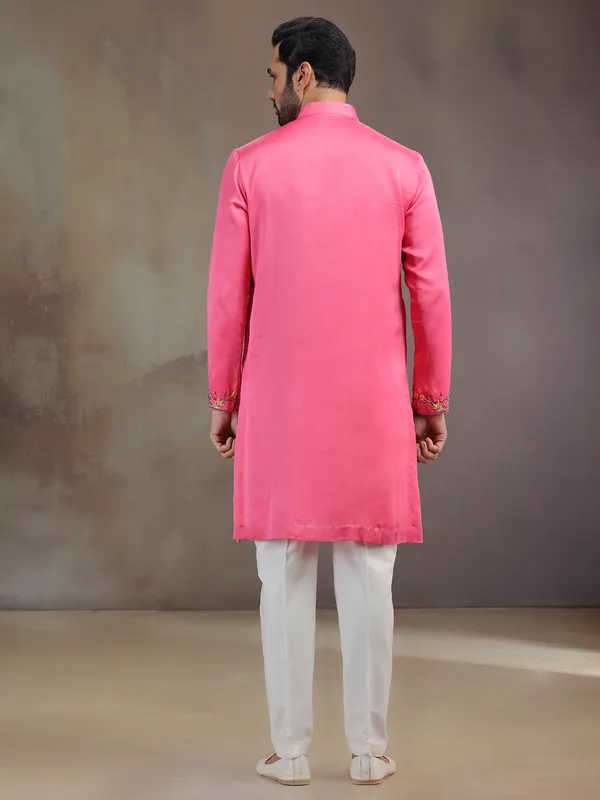 Pink wedding wear kurta pajama with dupatta