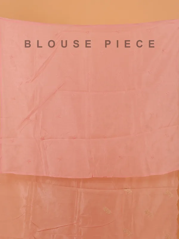 Pink wedding wear organza saree with resham work