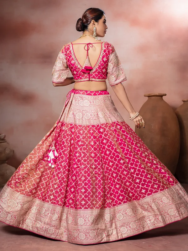 Pink zardosi wedding wear lehenga choli