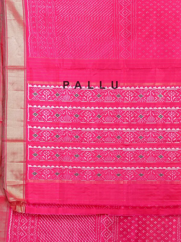 Pink zari weaving patola silk saree for elegant celebrations