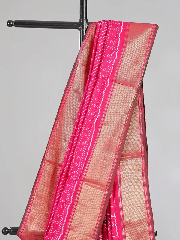 Pink zari weaving patola silk saree for elegant celebrations